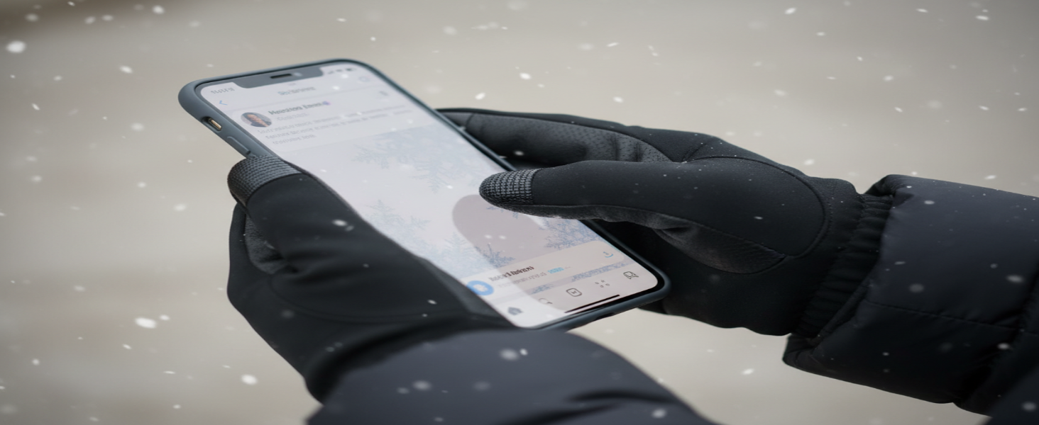 Generate gif image in which person using mobile by wearing glvoes